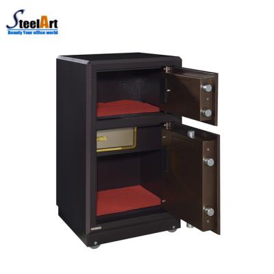 China Traditional Home Furniture Metal Two Door Safe Fireproof Cabinet Silver Safe Use Box (H1-820SS) for sale