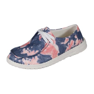 China Low Price Fashion Flat Fashion Sports Flat Canvas Shoes Stylish Women's Casual Shoes For Women Tie Dye Blue Sneakers for sale