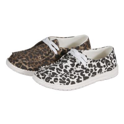 China Fashion trend new arrivals boutique leopard canvas shoes for women casual flat sneakers for sale