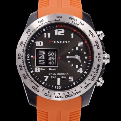 China Best Plastic Case Chronograph Silicon Drum Band Single Roller Movement Sports Watches for sale