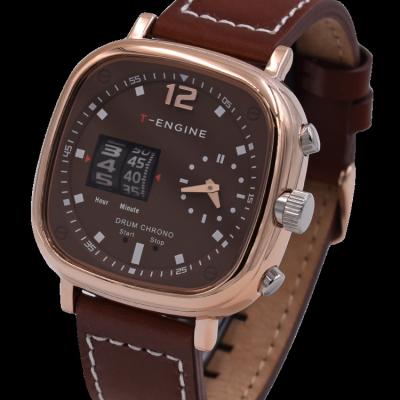 China China Factory Good Quality Alloy Case Roller Genuine Leather Chronograph Automatic Movement Casing Watches for sale