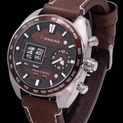 China Quality Custom Stainless Steel Case Chronograph High Logo Band Automatic Movement Genuine Leather Sport Watches for sale