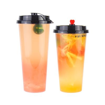 China Custom Plastic Cup 24oz 16oz 12oz Disposable Eco-Friendly Factory PP Mug Clear Boba Bubble Tea Disposable Coffee Cups With Lids for sale