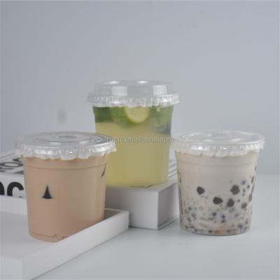 China Factory Customized Cold Drinks Eco Friendly Disposable 16 24 oz Beverage Coffee Milk Tea Dessert Clear Disposable Pet PP Plastic Cups With Lids for sale