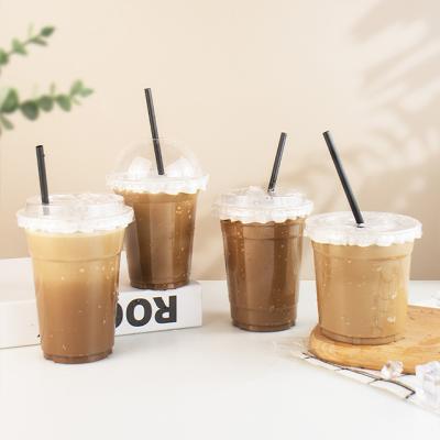 China Disposable Eco Friendly Wholesale PP Cups Juice 350 500ml Cup 16 24 Ounce Printed Logo PET Disposable Plastics With Lid Ice Cream Bubble Milk Tea Cup for sale