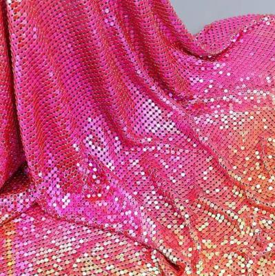 China Sparkling Shiny 2-7mm Metal Sequin Mesh Fabric Round For Decoration for sale