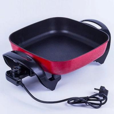 China Hotel 15 inch 1300 watt 220 voltage aluminum material electric flying pan with thermostat and glass lid good quality for sale