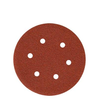 China SABER 6inch 150mm thickening 6holes wood sanding metal and paper E-red sandpaper disc with sanding metal and premium performance wood for sale