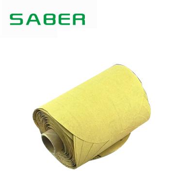 China Metal SABER Sanding And Aluminum Oxide PSA Sandpaper Yellow Roll for sale