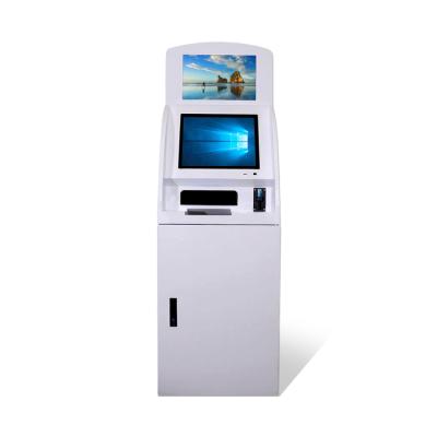 China Government/Hospital/Hotel/Capacitive ATM Self Service Kiosk Machine Touch Screen Card Reader Code Scanner Ticket Printing New Design QR Communication for sale