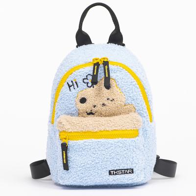 China 2021 new lovely girl's little backpack cartoon autumn winter anti-theft plush lambs woolen mini backpack for children for sale