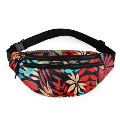 China Anti-theft Fashion Flower Colorful Sports Fanny Pack Colorful Patterned Nylon African Print Sports Outdoor Waist Bags For Women for sale