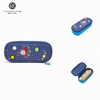 China Custom Logo Supplier Cute Cartoon Spacecraft Cartoon Images Factory Astronaut School Pencil Pen Cases Bag Box Boys for sale