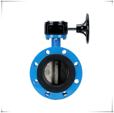 China General Iron Malleable Rubber Seal Double Flange Butterfly Valve for sale