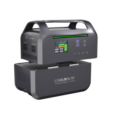 China Corumway 1000w 748wh Backup Solar Camping Stand Battery Power Storage Generator Wireless Charging Portable Power Station for sale