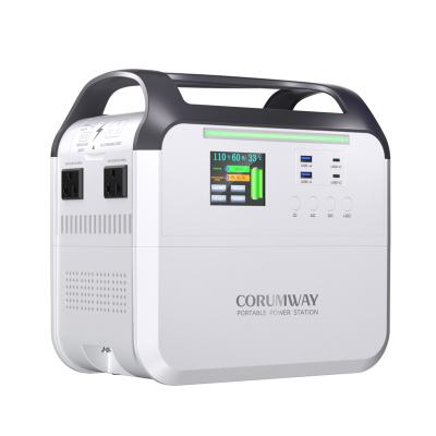 China Corumway 800w 748wh 110v 220v lifepo4 battery ac wireless charging solar storage fast charging large capacity portable emergency power supply for sale