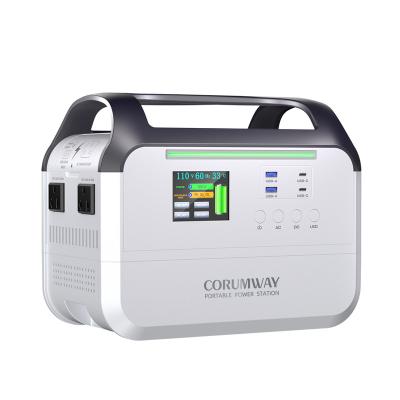 China Corumway 800w 288wh 110v 220v Lithium Battery AC Cordless Charging Solar Storage Fast Charging Large Capacity Portable Backup Power Supply for sale