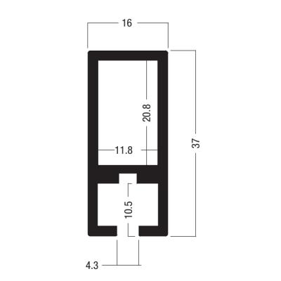 China Tradeshow.exhibition XINMIAO Beam Profile 37x16MM (4mm Slot), 4mm Room Divider Frame Acrylic Clear Aluminum Profile for sale