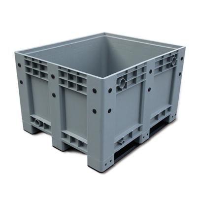 China Unfoldable 600 Liter Standard Size Plastic Pallet Box Bulk Storage Container for sale