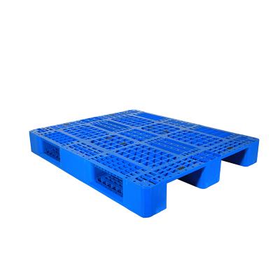 China Single Faced Pallet Recycled Large Plastic Heavy Duty Warehouse Blue Single Faced 4-WAY Stackable Double Side for sale