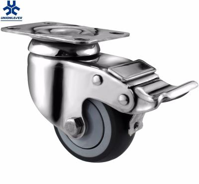 China Industry Industry Cabinet Stainless Steel Caster European Type Wheel With Brake for sale