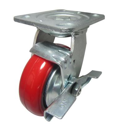 China Removable Industrial Heavy Duty Cast Iron PU Swivel Caster Wheels With Brake Wholesale for sale