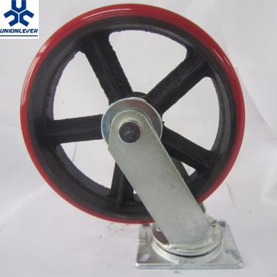 China Industry Industry 10 Inch Swivel Polyurethane Industrial Caster Wheel Heavy Duty Load 820kg for sale