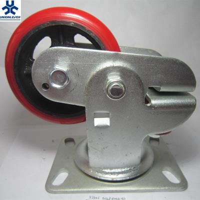 China Industry Industry 5 Inch Shock Absorber Adjustable PU Caster Spring Caster Wheel for sale