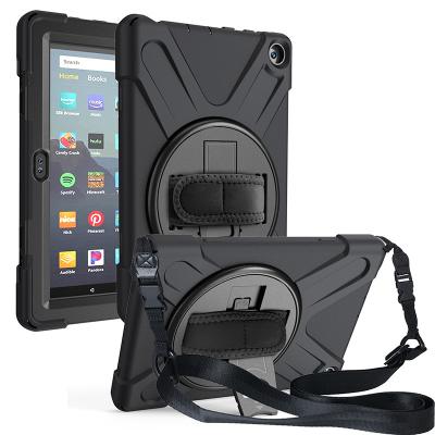 China Rugged Heavy Duty Kindle Fire Hd 8 Case with Strap for Amazon Kindle Fire HD 8 2020 Kids Tablet Shell Protector Built in Shoulder Strap for sale