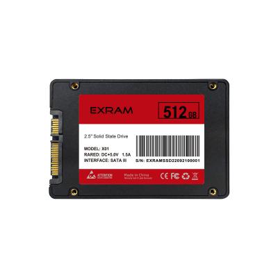 China Factory Wholesale 512GB SSD SATA3.0 2.5inch 3D NAND Flash Thin Layer Chromatography Drive Solid State Disk SSD For Computer for sale