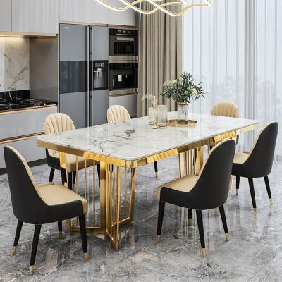 China Stainless Other Rectangular Marble Dining Table Slate Table Restaurant Dining Table New School Furniture Slate Dish Household for sale