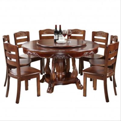 China Solid Wood Dining Tables and Chairs (Others) Modern Simple Round Household Adjustable for 10 People with Turntable for sale