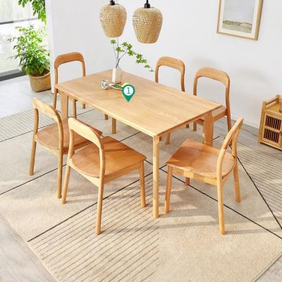 China Full Solid Wood Dining Table Set (Other) Oak Wood Adjustable Natural Dining Table for sale