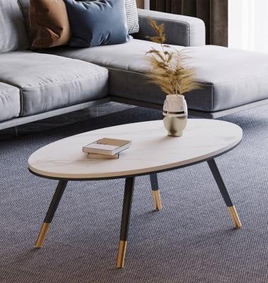 China Creative and simple small flat oval small coffee table panel rock mobile coffee table for sale