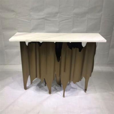 China Customized glass top luxury console table hallway stainless steel modern furniture living room control desk for sale