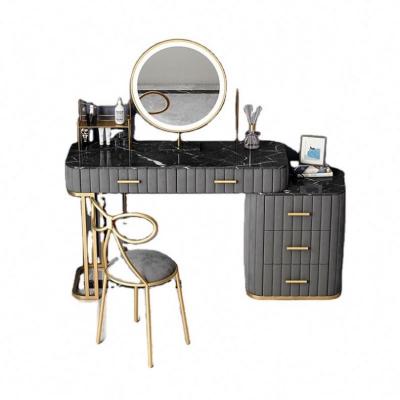 China Eco-Friendly Modern Design Make Up Table Metal Single Leg Dressing Table Including Led Mirror Dresser for sale