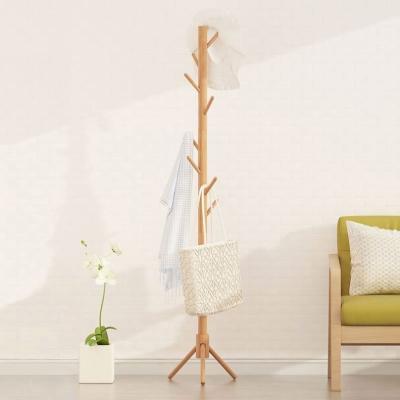 China Nordic Modern Simple Style Coat Rack Wooden Bedroom Living Room Porch Floor Clothes Rack Wooden Clothes Stand for sale