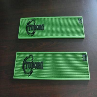 China Personalised Custom Green 600 * 100 * 10mm Rubber Bar Mat With Logos for sale