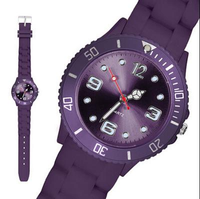 China Adult Dark Purple Silicone Quartz Watch 1atm / 3atm / 5atm / 10atm for sale