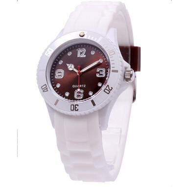 China Unisex White Waterproof Silicone Quartz Watch , Round ABS Plastic Case for sale