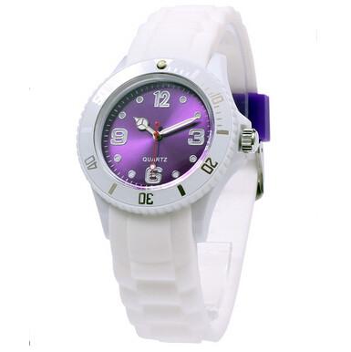 China Outdoor White Rubber Bracelet Watch / Round Color Changing Dial Sports Bracelet Watch for sale