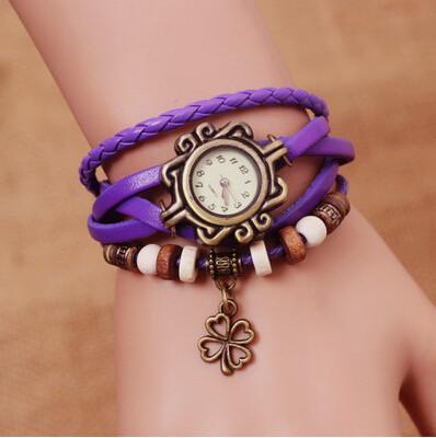 China Four Leaf Clover Pendant Ladies Bracelet Wrist Watches With Chinese Movt SL68 for sale