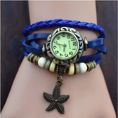 China Retro Style Starfish Pendantladies Bracelet Wrist Watches For Gift , Girl Wristwatch for sale