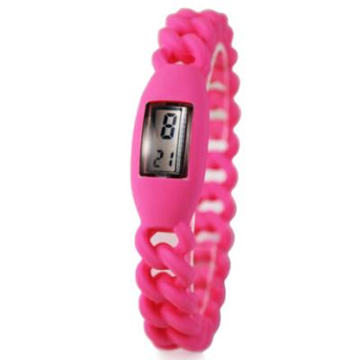 China Novelty Twist Silicone Wristband Watch , Ladies Ion Sport Pink Silicone Watch for sale