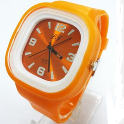 China Flexible Silicone Jelly Watch Japan Movement With Adjustable Wristband Orange for sale