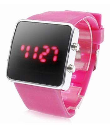 China Unique Pink Silicone LED Digital Wrist Watch For Teenager  , LED Touch Watch for sale