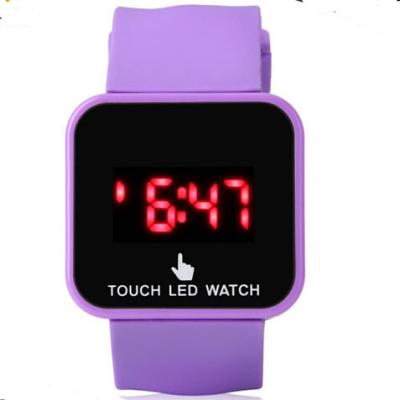 China Reloj púrpura del LED Digital para el ODM del OEM de la pulsera del estuche de plástico + del silicón de la muchacha en venta