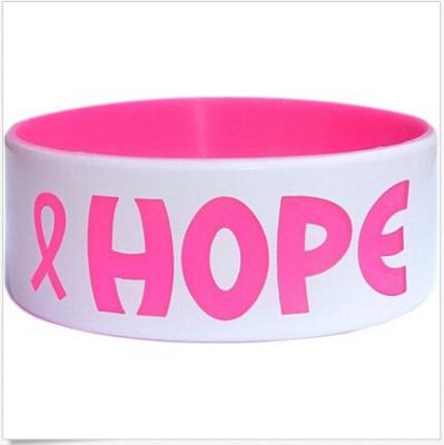 China Personalized Silicone Breast Cancer Bracelets Love Hope Believe Text  Printed for sale