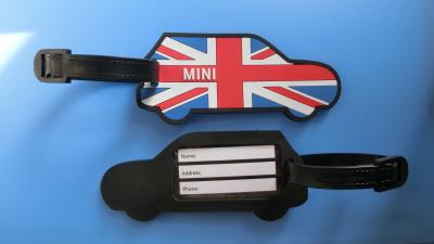 China Mini Cartoon Car Shape Printed PVC Plastic Luggage Tags 2d 3d With Country Flag for sale