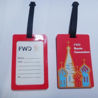 China Personalized  FWD Russia Convention Rubber PVC Luggage Tag With Name Tags Inside for sale